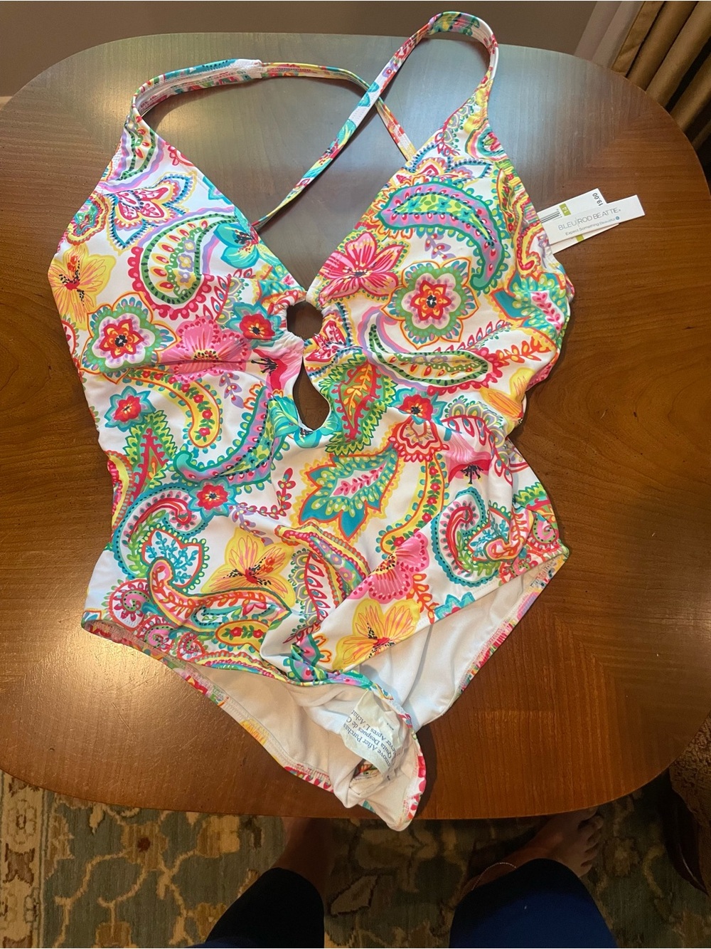 Awesome Bright Beautiful Paisley Cutout One-Piece Swimsuit - Multicolor NWT